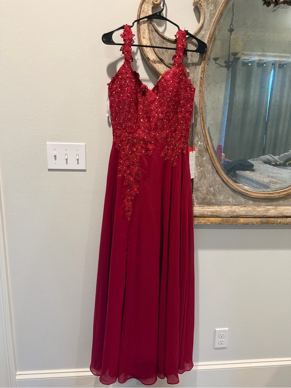 JJs House Wine Red Embellished Prom/Bridesmaid Dress
